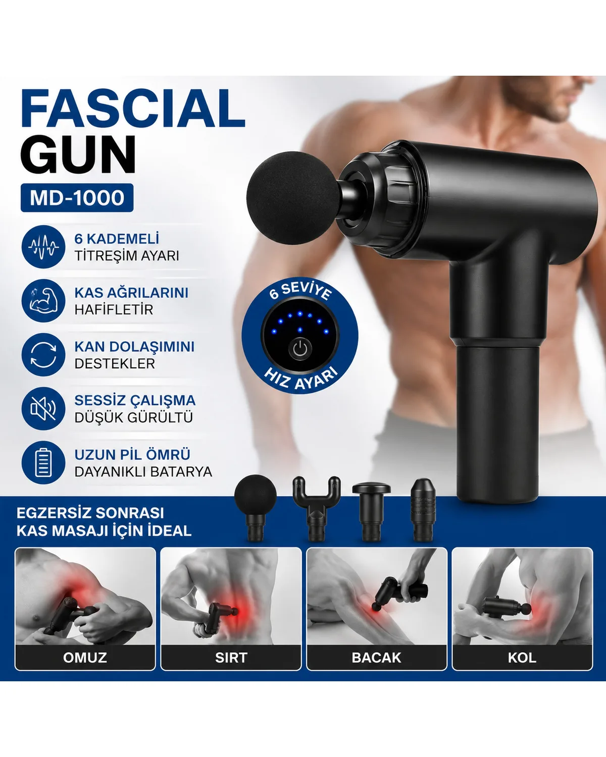 Fascial Gun MD-1000 Masaj Tabancası